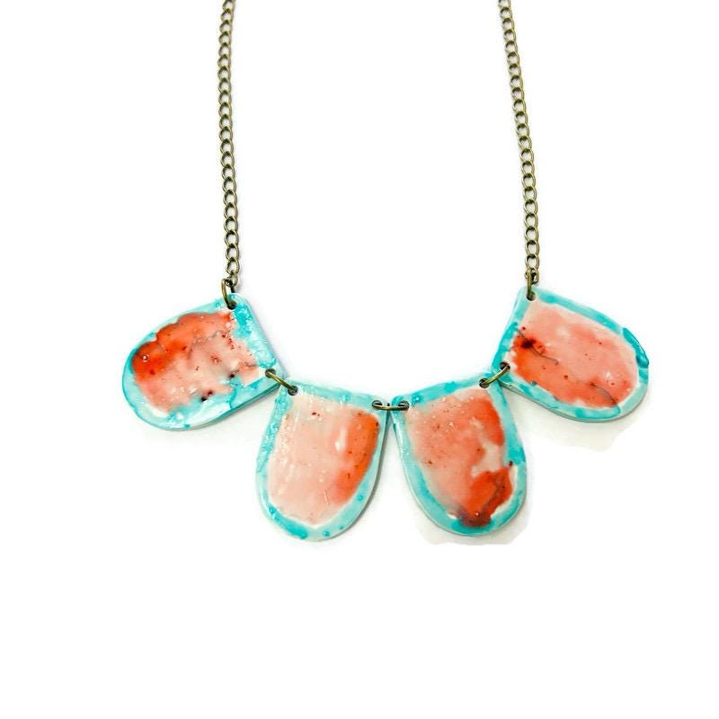 Watercolor Bib Necklace Handmade from Clay & Painted - Velora Luxury Fashion