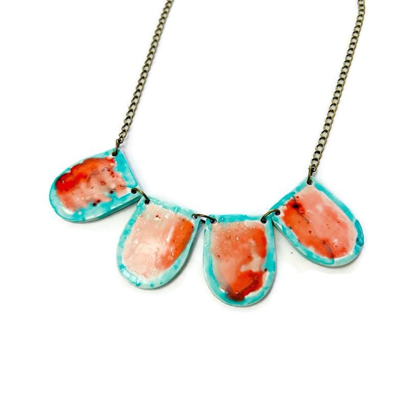 Watercolor Bib Necklace Handmade from Clay & Painted - Velora Luxury Fashion