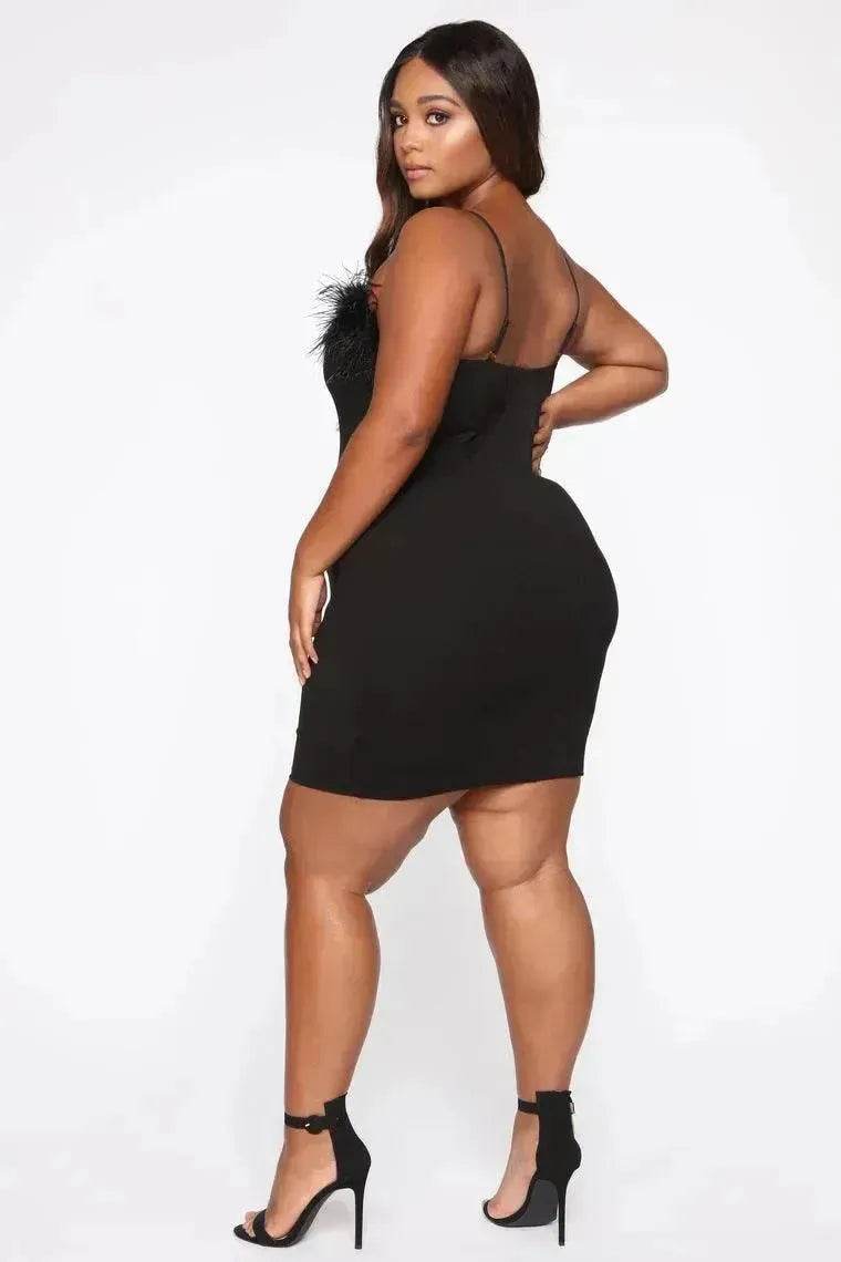 Plus Size Women's Suspender Feather Dress Gown - Velora