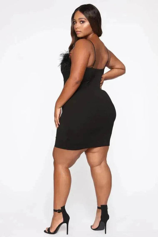 Plus Size Women's Suspender Feather Dress Gown - Velora