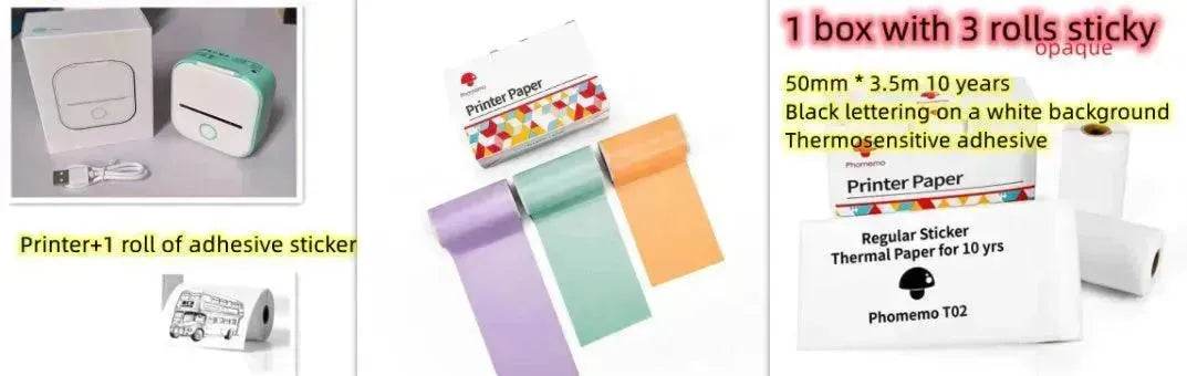 Portable Mini Thermal Label Printer Home Photo Printer Student Wrong Question Printer Bluetooth Mini Label Printer Price Tag - Velora