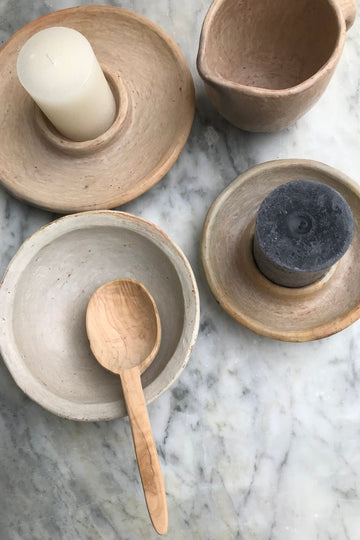Set of Pottery Candle Holder & Terracotta Ramekin - Velora Luxury Fashion