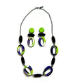Purple & Neon Green Statement Jewelry Set - Velora Luxury Fashion