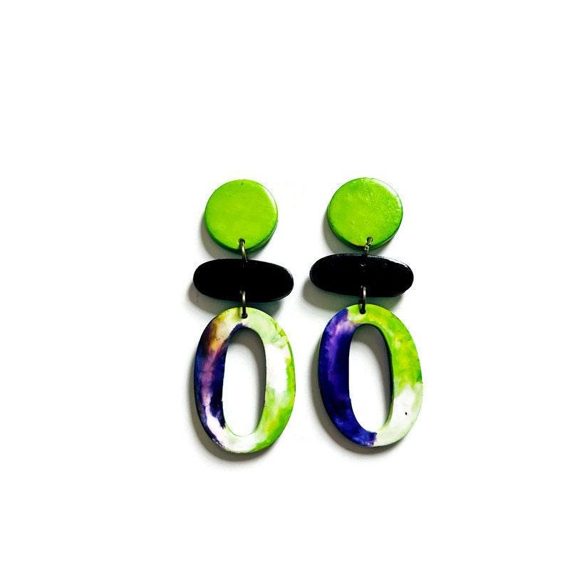 Purple & Neon Green Statement Jewelry Set - Velora Luxury Fashion