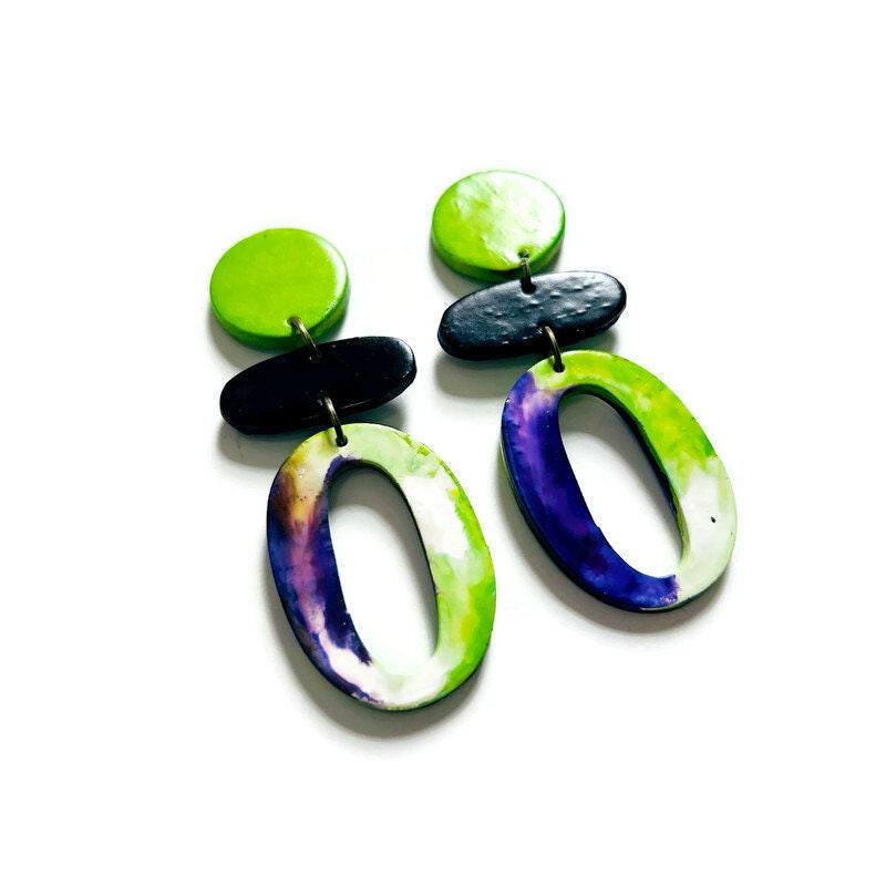 Purple & Neon Green Statement Jewelry Set - Velora Luxury Fashion