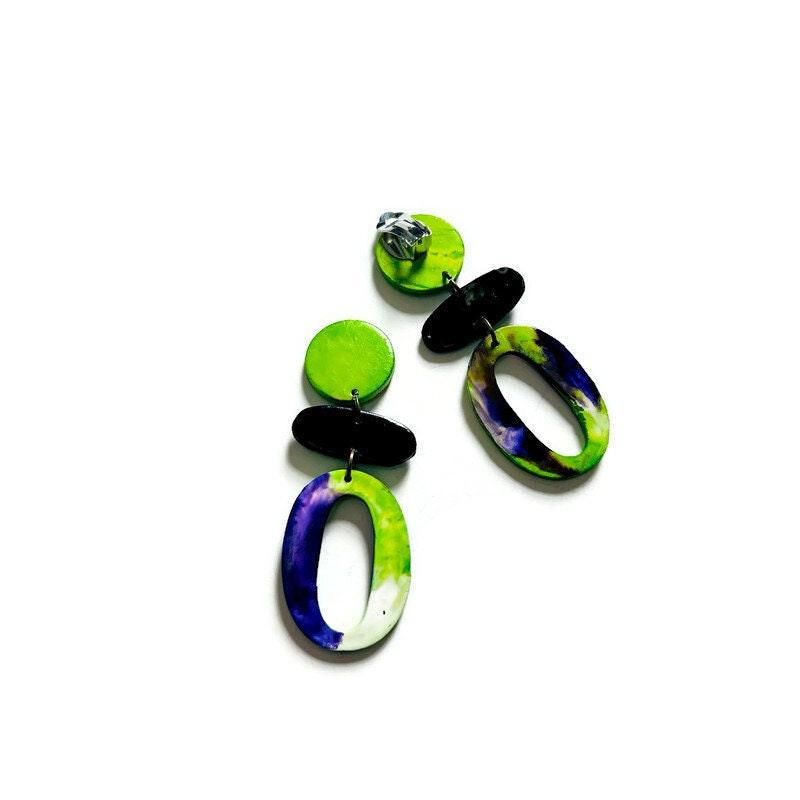 Purple & Neon Green Statement Jewelry Set - Velora Luxury Fashion
