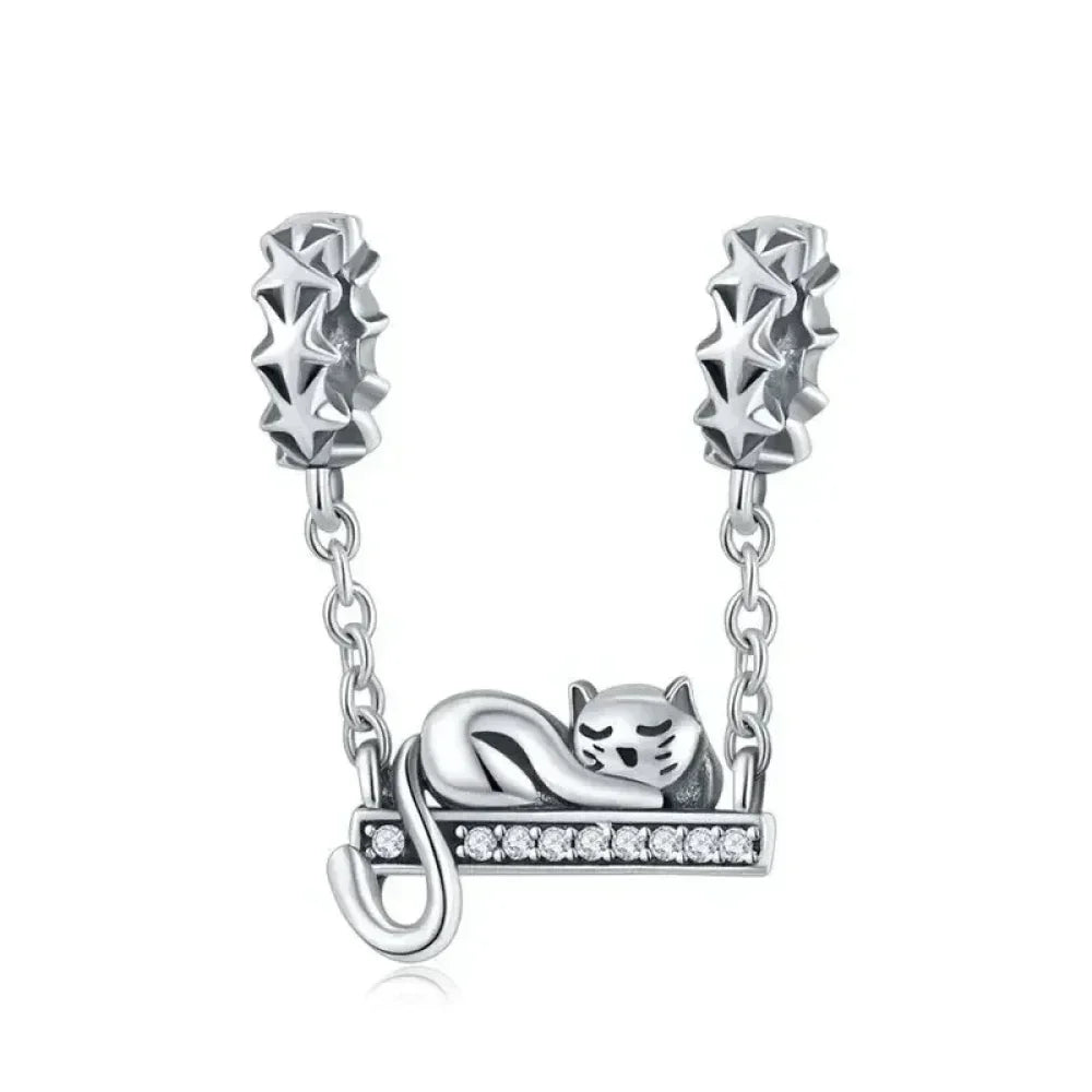 Purrfectly Celestial: Adorable Cat Star Charm (925 Silver) Itz Luxury