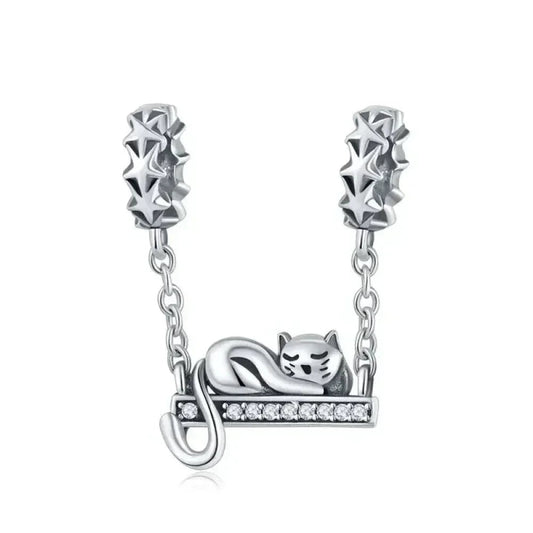 Purrfectly Celestial: Adorable Cat Star Charm (925 Silver) Itz Luxury