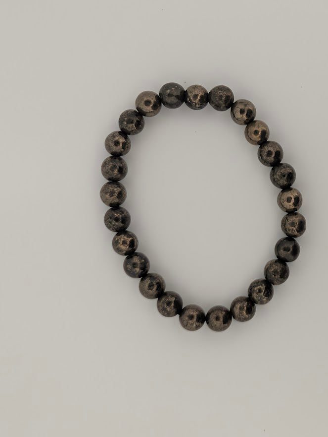 Pyrite Bracelet — 8mm Round Beads