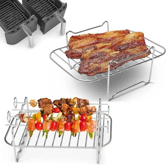 Rectangular Four-corner G-shaped BBQ Sticks Double Layer Stainless Steel Barbecue Grill Cross-border Foreign Trade - Velora