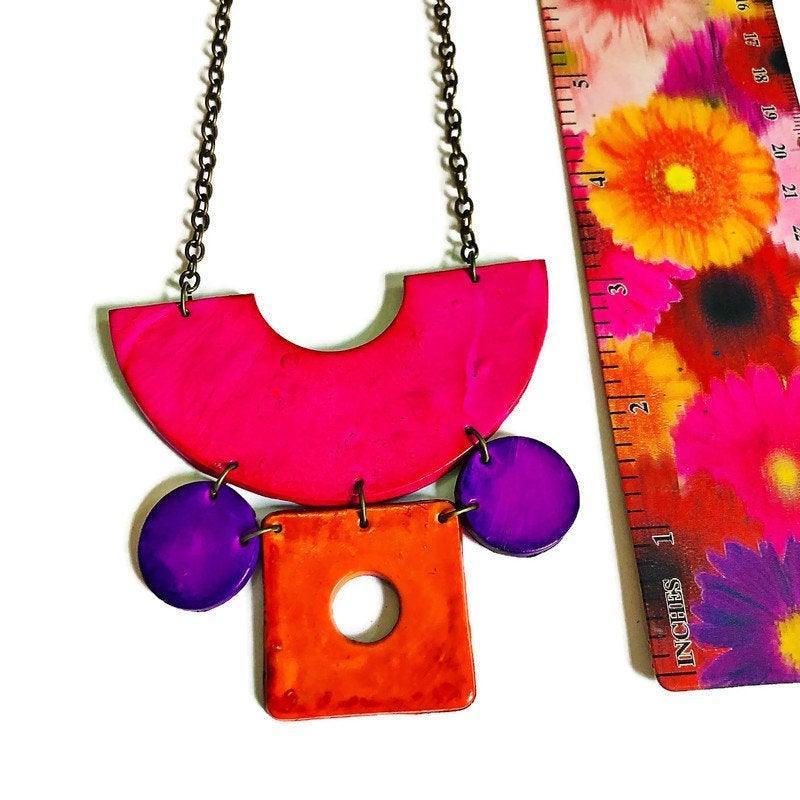 Geometric Statement Jewelry Set in Hot Pink, Purple Orange - Velora Luxury Fashion