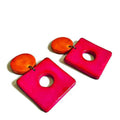 Retro Statement Necklace with Abstract Shapes in Neon Pink Purple Orange - Velora Luxury Fashion