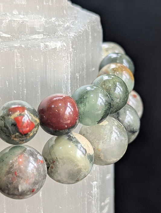 African Bloodstone Bracelet – 8mm & 10mm Polished Beads
