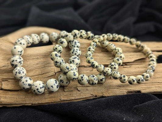 Dalmatian Jasper Bracelet — 6mm, 8mm & 10mm Round Beads