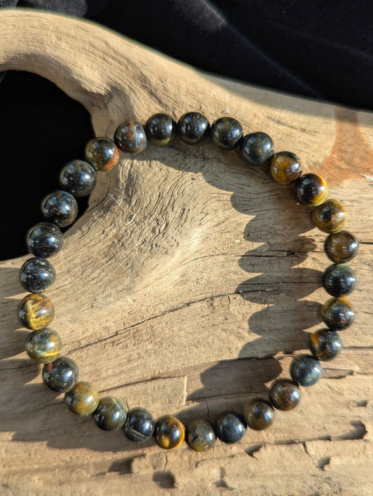 Blue Tiger's Eye Bracelet – 8mm Round Bead
