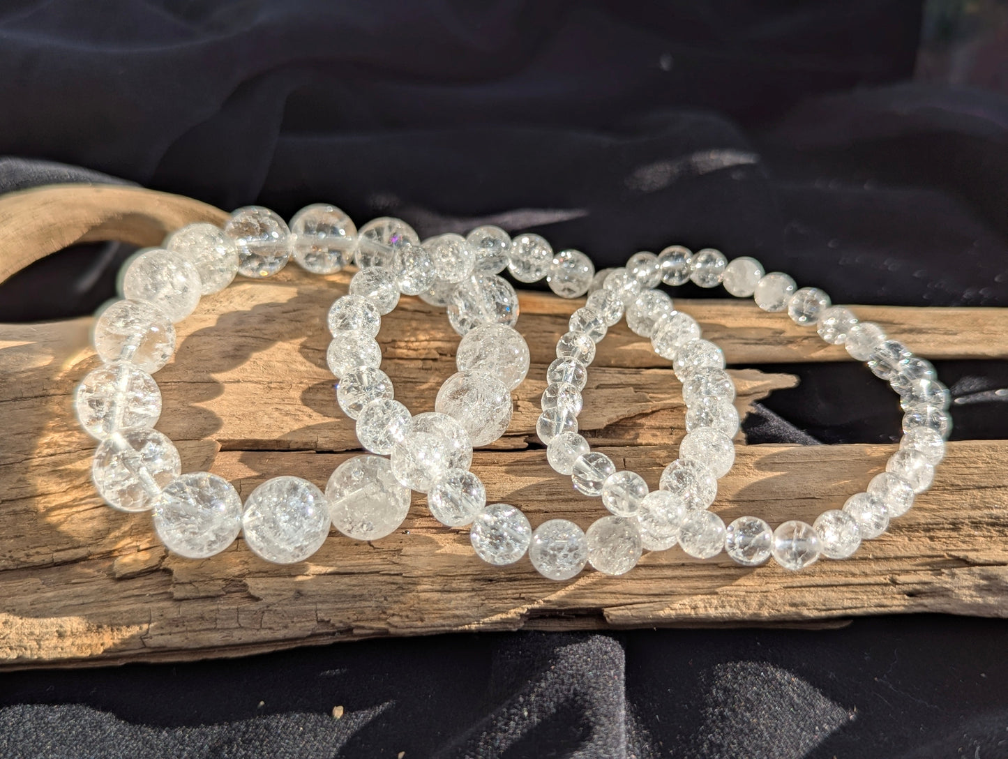 Clear Crackle Quartz Bracelet — 6mm, 8mm & 12mm Beads