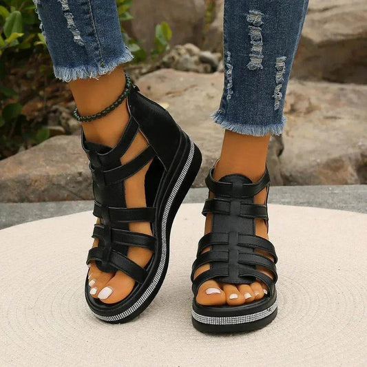 Roman Style Summer Women's Wedge Platform Chunky Sandals for Women - Velora
