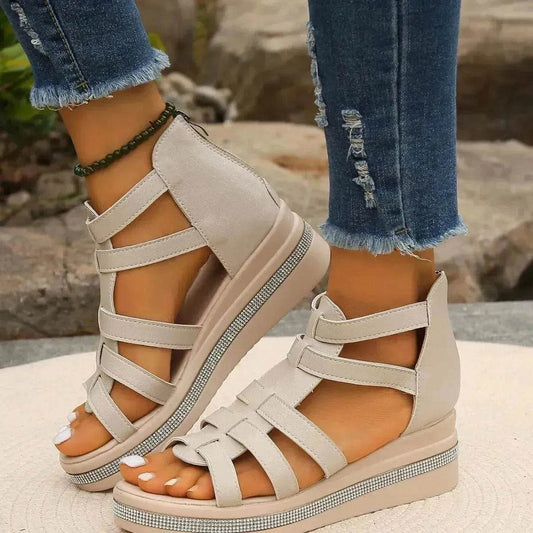 Roman Style Summer Women's Wedge Platform Chunky Sandals for Women - Velora