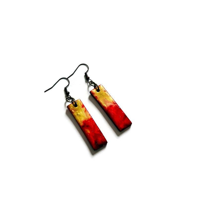 Rustic Beaded Necklace & Earring Set Handmade from Clay & Painted with Alcohol Ink - Velora Luxury Fashion