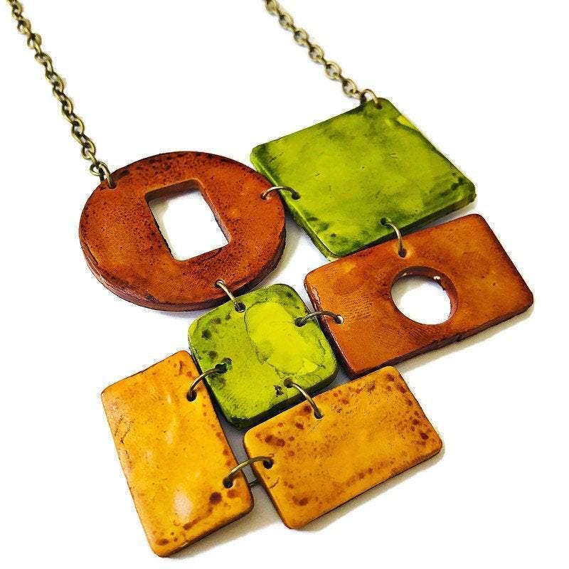 Rustic Geometric Jewelry Set with Statement Necklace & Earrings - Velora Luxury Fashion
