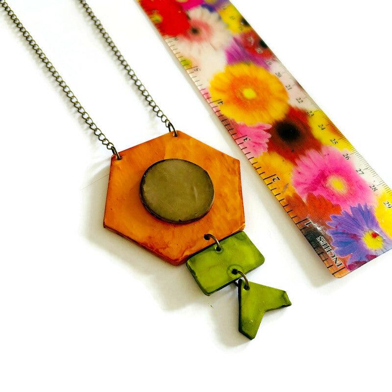 Rustic Geometric Statement Pendant Handmade - Velora Luxury Fashion