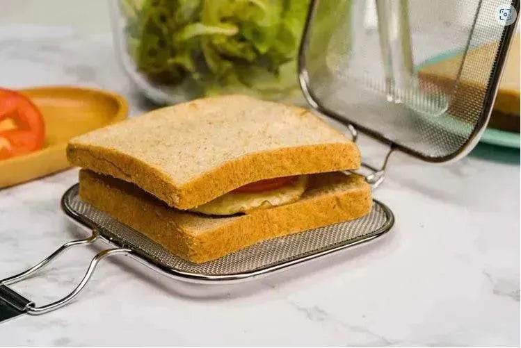 Sandwich BBQ Grill Sandwich Oven Food Bread Stainless Steel Barbecue Net BBQ Grill Breakfast Baking Tool - Velora