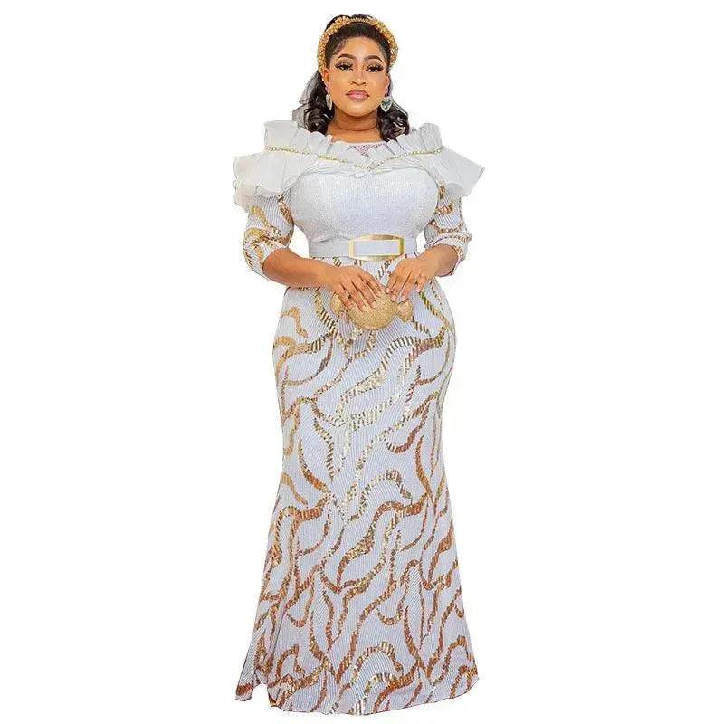 Sequined Embroidered Maxi Dress Slim-fit Fishtail Skirt Evening Gown