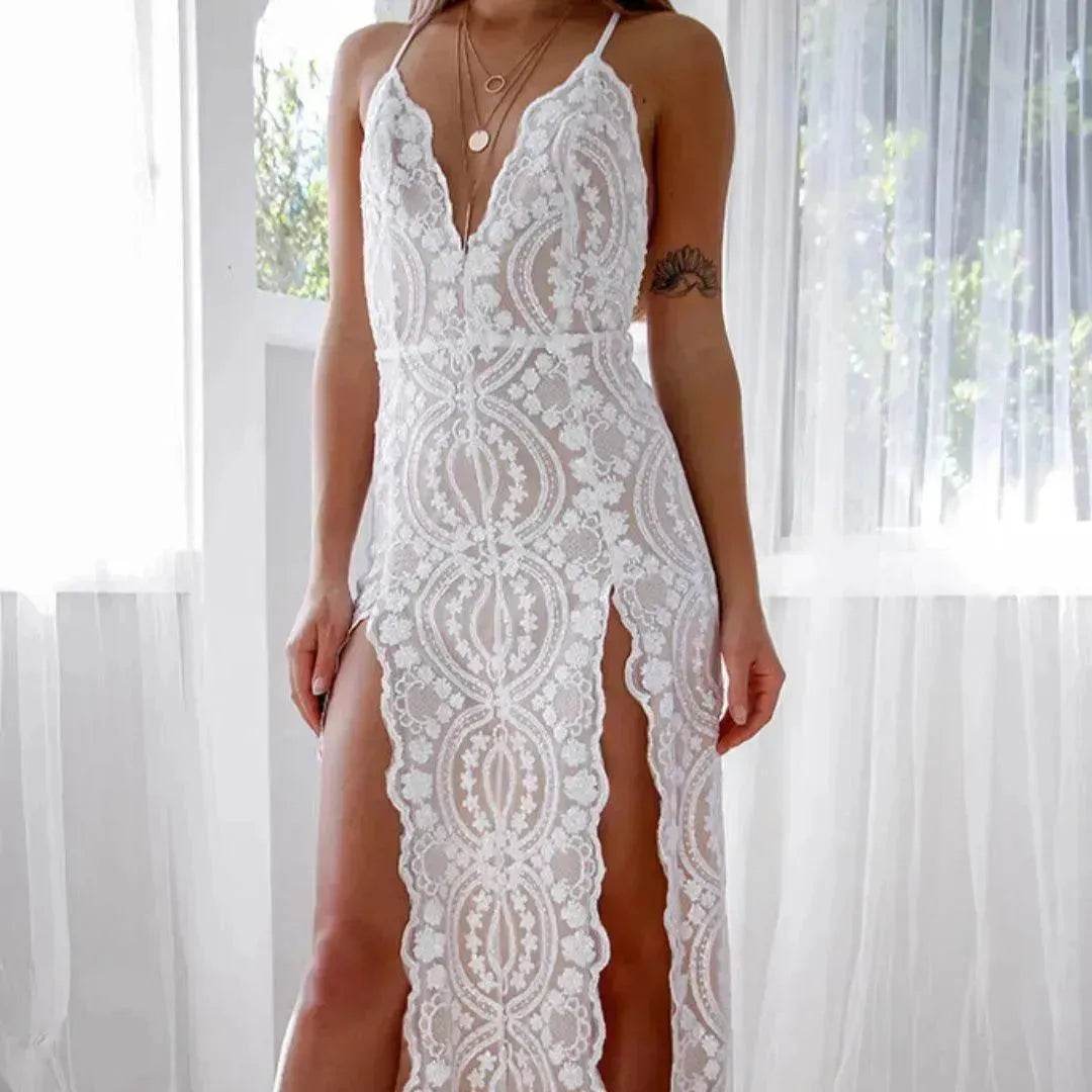 Charming Fashion Suspender Sleeveless Split Summer Women Dress - Velora