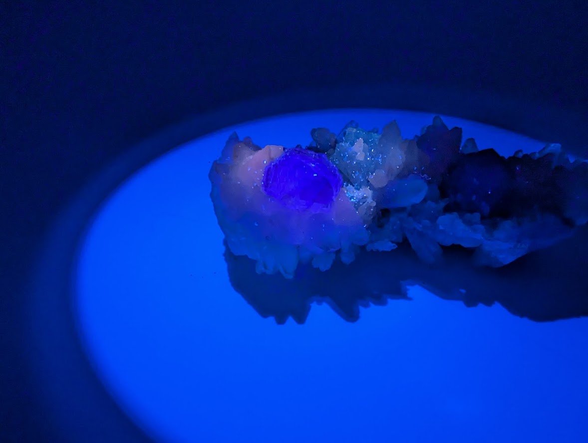Shangbao Fluorite with Quartz – UV Reactive Collector’s Specimen