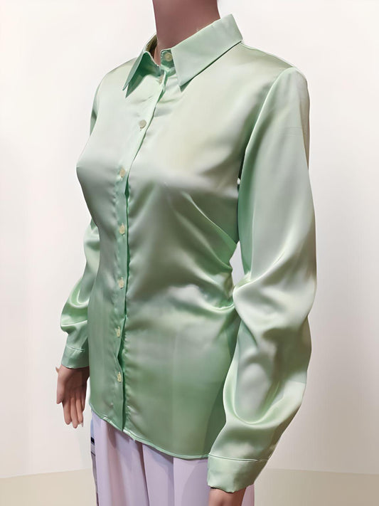 Satin Collared Shirt Astudio.fashion