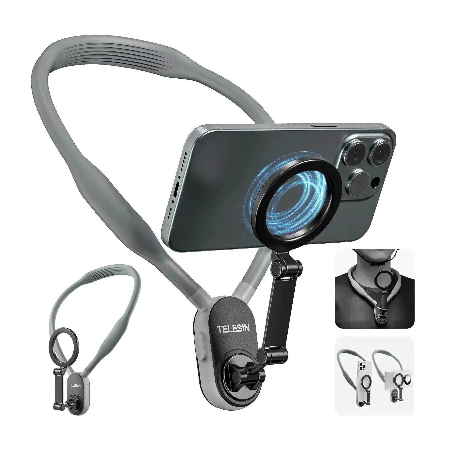 Silicone Phone Magnetic Neck Mount Quick Release Hold For Phone Magsafe Magnetic Suction Cell Phone Neck Hanging Bracket - Velora