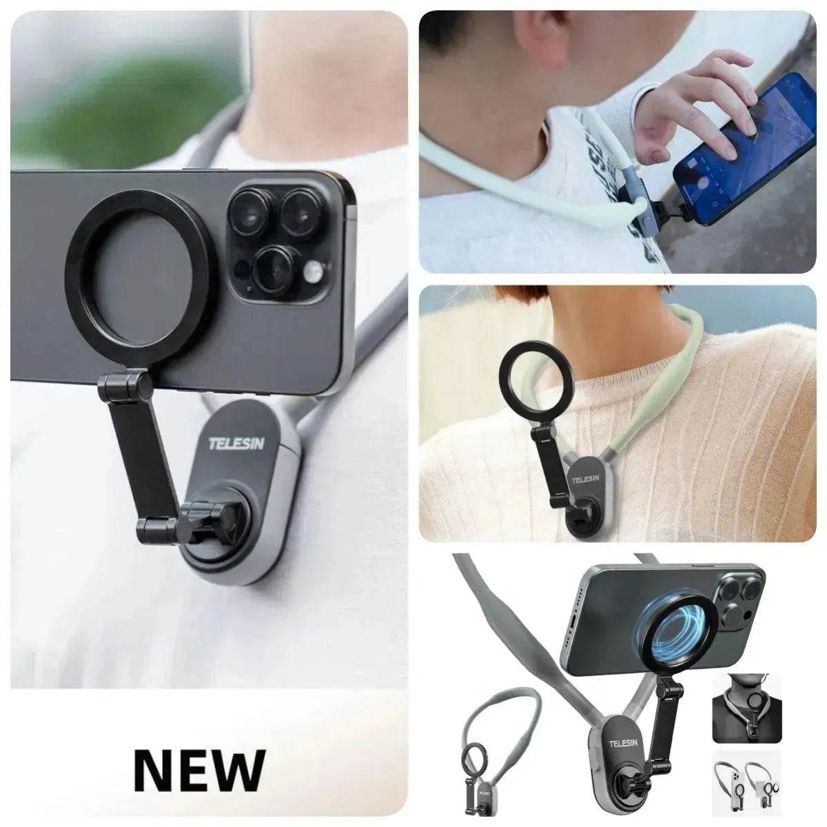 Silicone Phone Magnetic Neck Mount Quick Release Hold For Phone Magsafe Magnetic Suction Cell Phone Neck Hanging Bracket - Velora