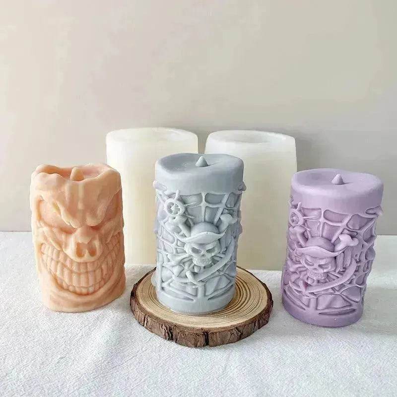 Skull Ornament Cylindrical Scented Candle Mould - Velora
