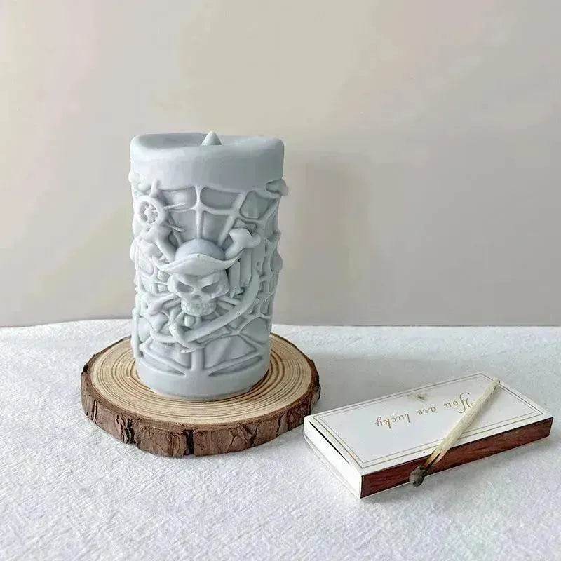Skull Ornament Cylindrical Scented Candle Mould - Velora