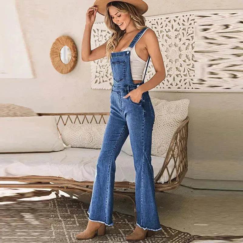 Sleeveless Jumpsuit All-match Multi-pocket Flared Pants - Velora