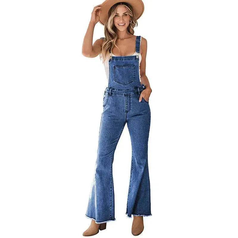 Sleeveless Jumpsuit All-match Multi-pocket Flared Pants - Velora