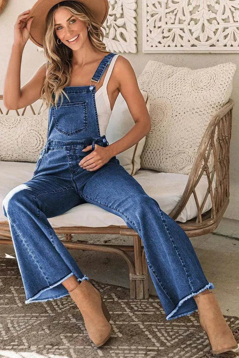 Sleeveless Jumpsuit All-match Multi-pocket Flared Pants - Velora