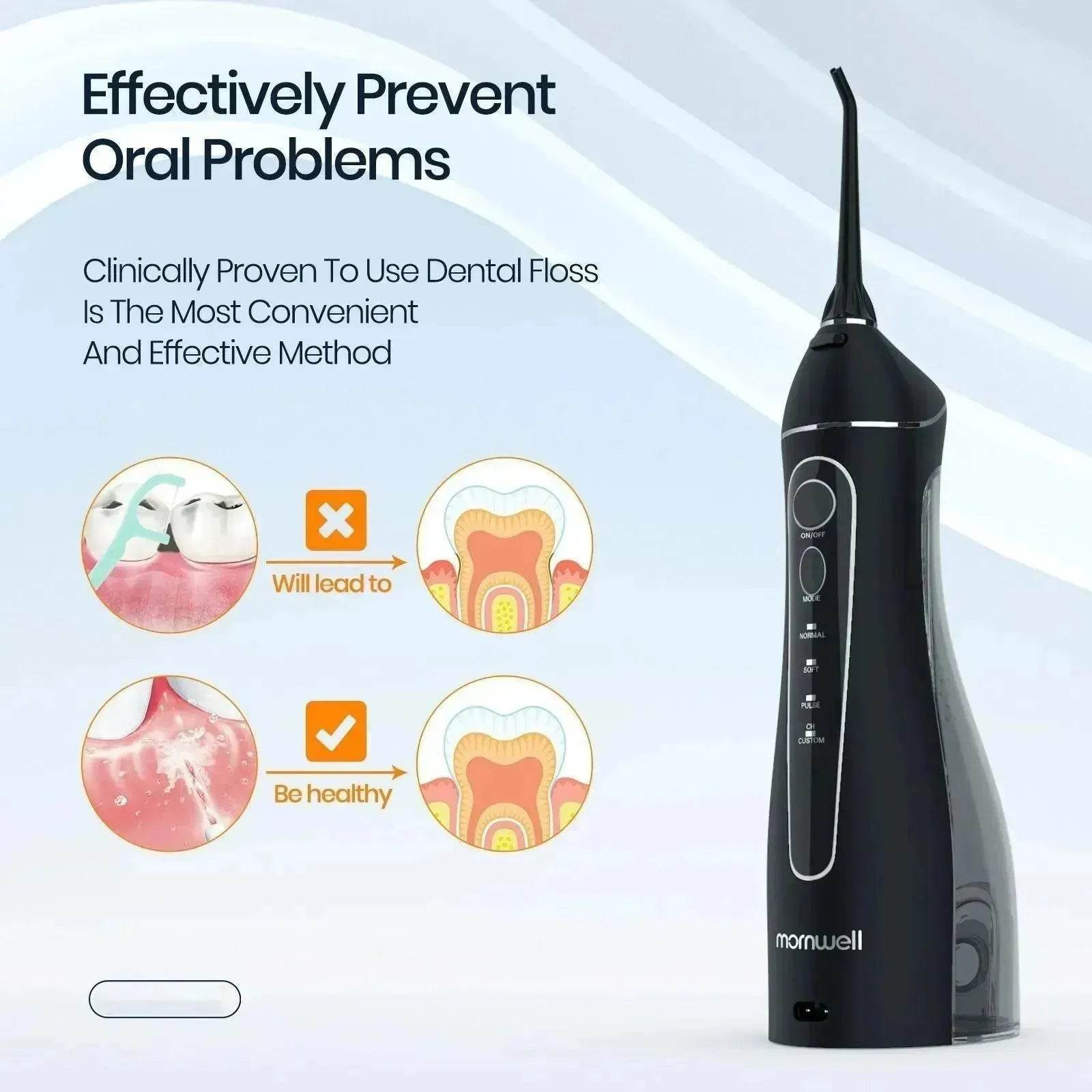 Smart Electric Portable Cordless Dental Water Flosser for Teeth Cleaning - Rechargeable and IPX7 Waterproof Travel Dental Oral Irrigator - Velora