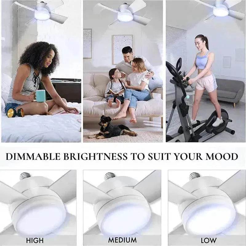 Smart Socket Light Fan With Remote Adjustable Screw Mouth Intelligent Remote Control Integrated LED Fan Light - Velora