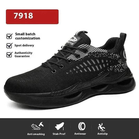 Smash and Puncture Resistant Steel Toe Shoes, Unisex Comfortable Work Safety Shoes, Lightweight Outdoor Adventure Safety Sneakers, Breathable Upper Labour Protection Shoes - Velora