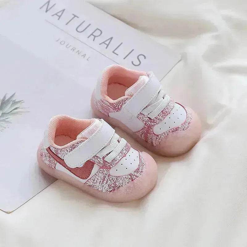 Solid Color Boys And Girls Toddler Soft Bottom Kids White Shoes - Velora