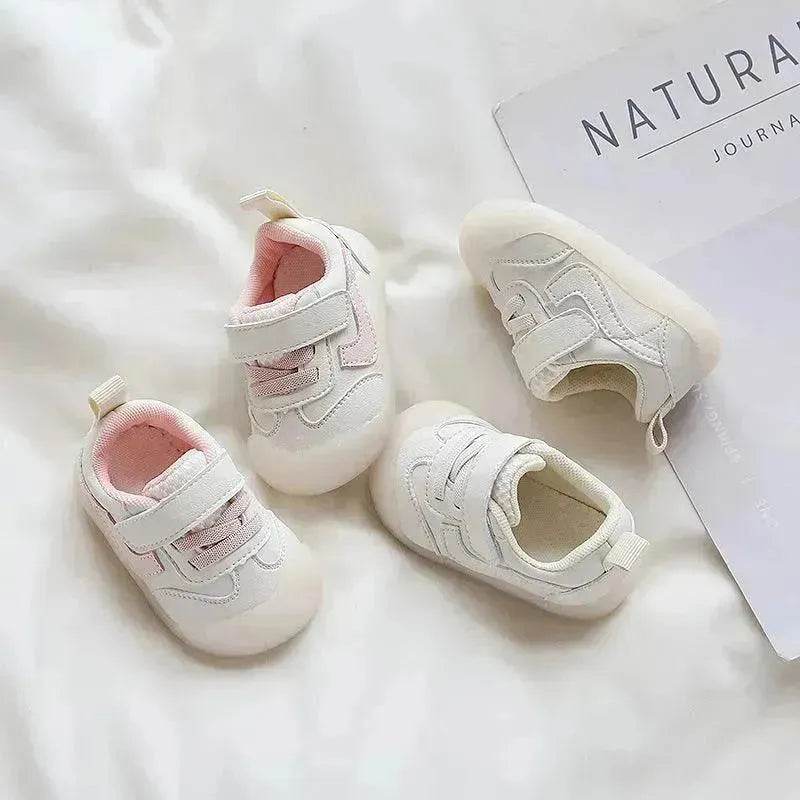 Solid Color Boys And Girls Toddler Soft Bottom Kids White Shoes - Velora