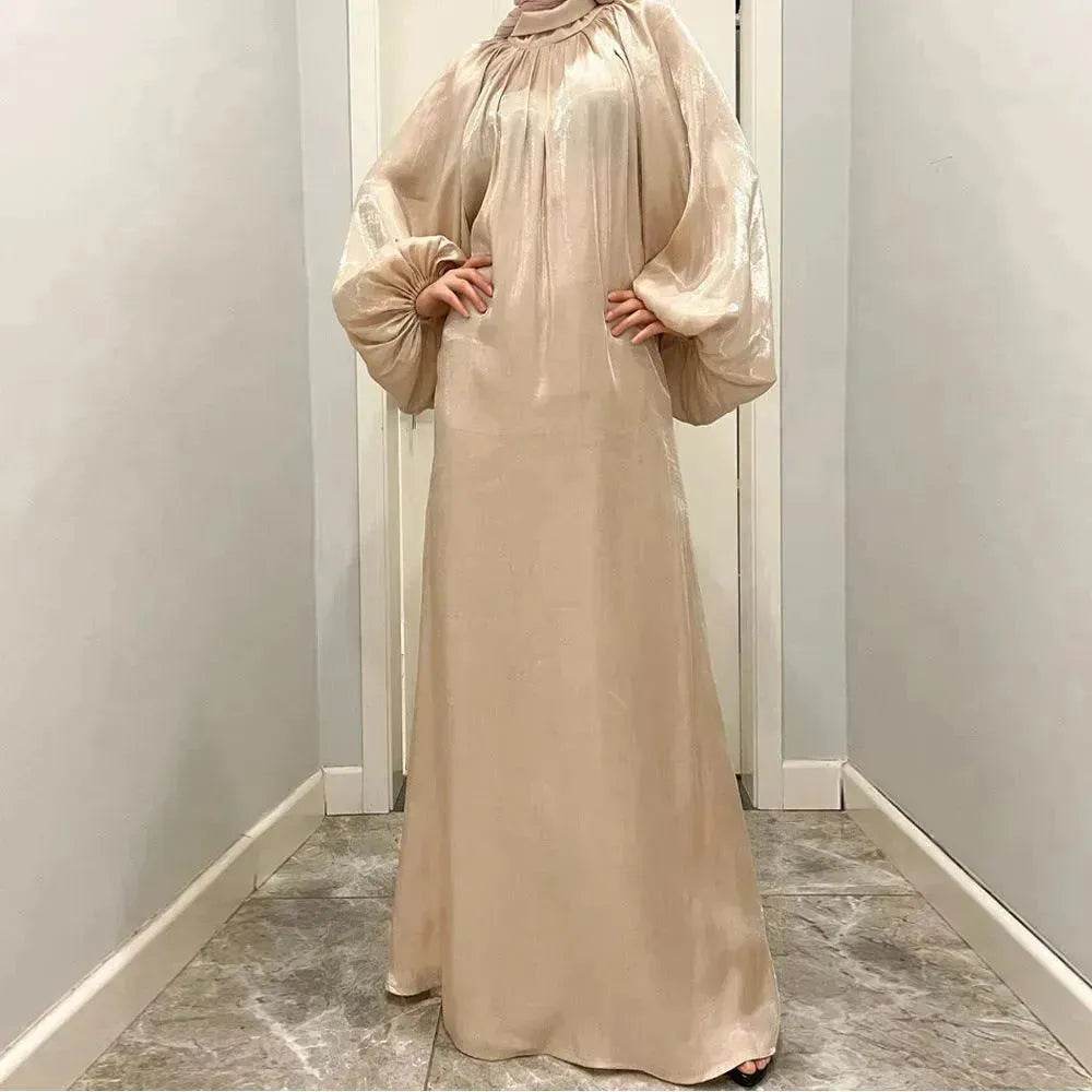 Solid Color Long Sleeve Abaya Dress for Middle East Arab Dubai Turkey Women - Velora
