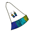Statement Jewelry Set with Ombre Stripes, Bar Earrings & Asymmetric Necklace - Velora Luxury Fashion
