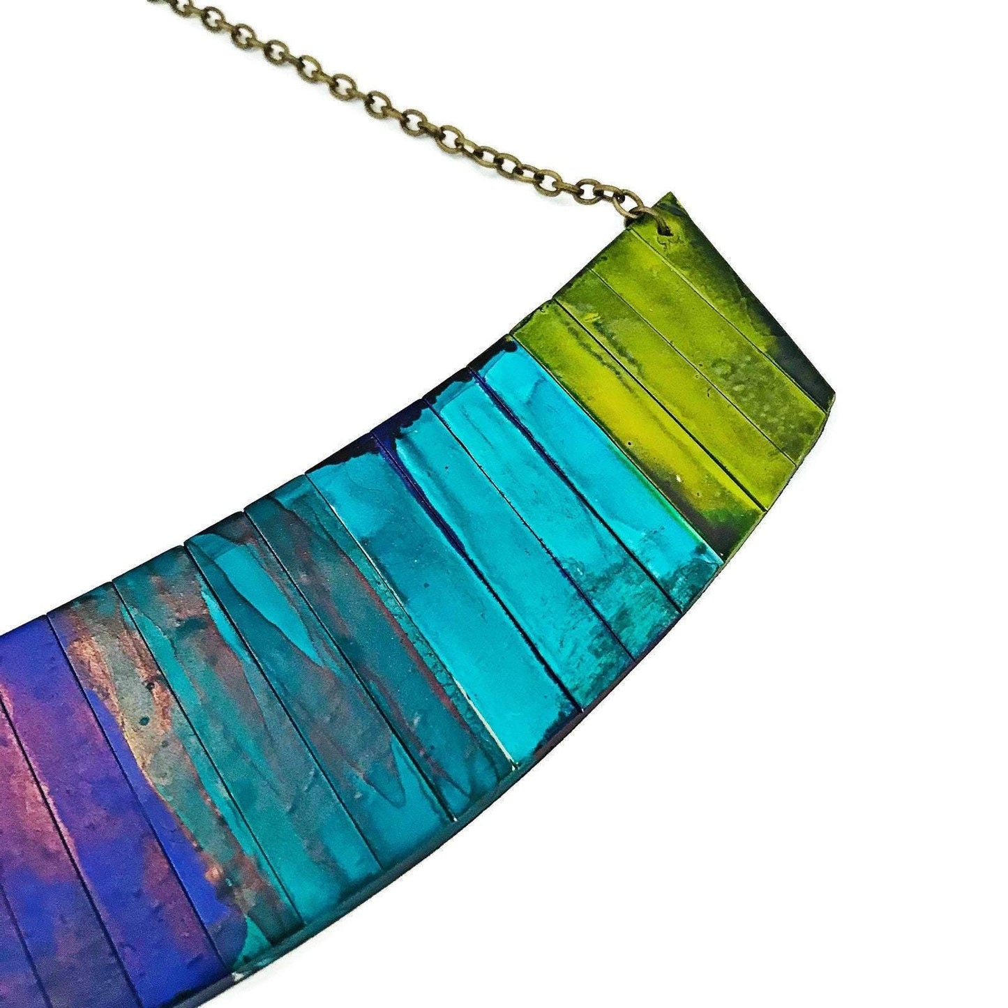 Statement Jewelry Set with Ombre Stripes, Bar Earrings & Asymmetric Necklace - Velora Luxury Fashion