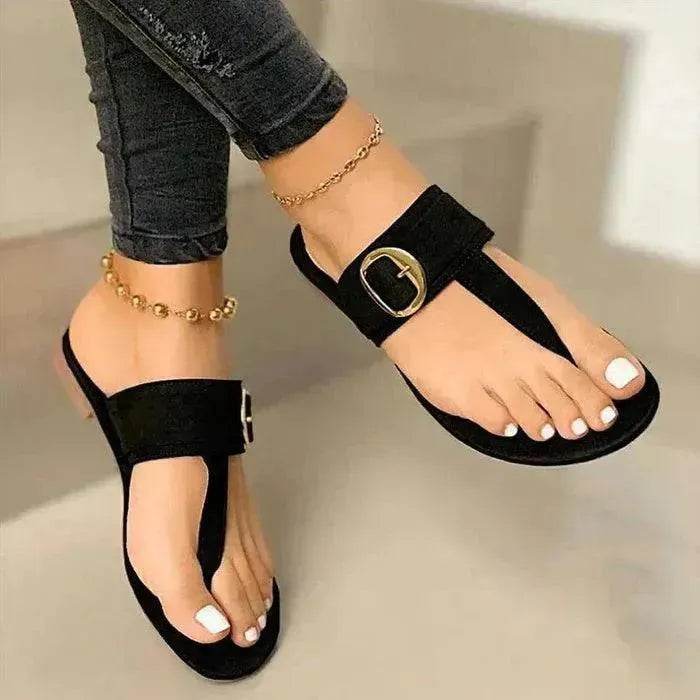 Summer Herringbone Flat Heel Casual Leather Slippers For Women - Velora