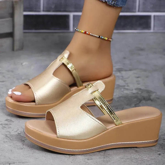 Summer Peep-toe Wedges Sandals Casual Thick Sole Heightening Slippers Fashion Outdoor Slides Shoes Women - Velora
