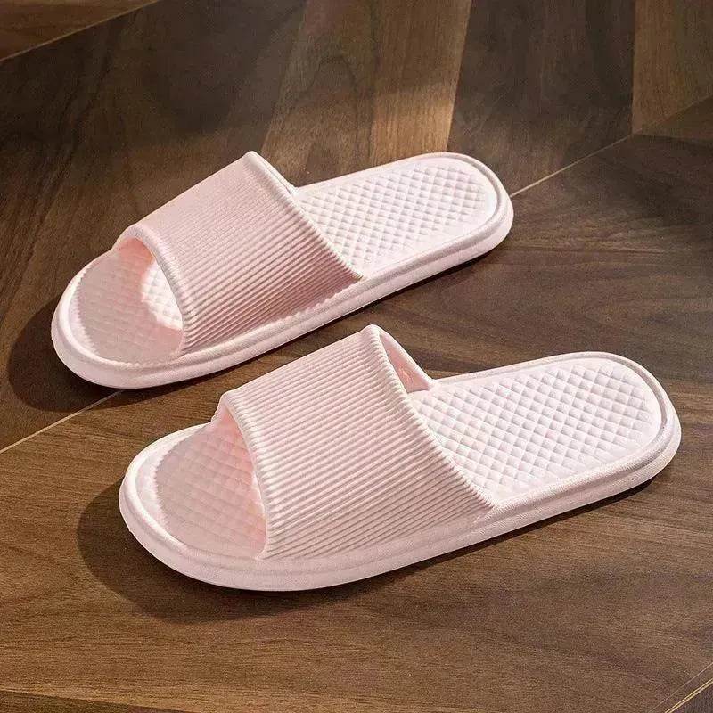 Summer Slipper Indoor House Shoes For Men Women Couples Solid Color Rhombus Striped Non-slip Bathroom Slippers - Velora