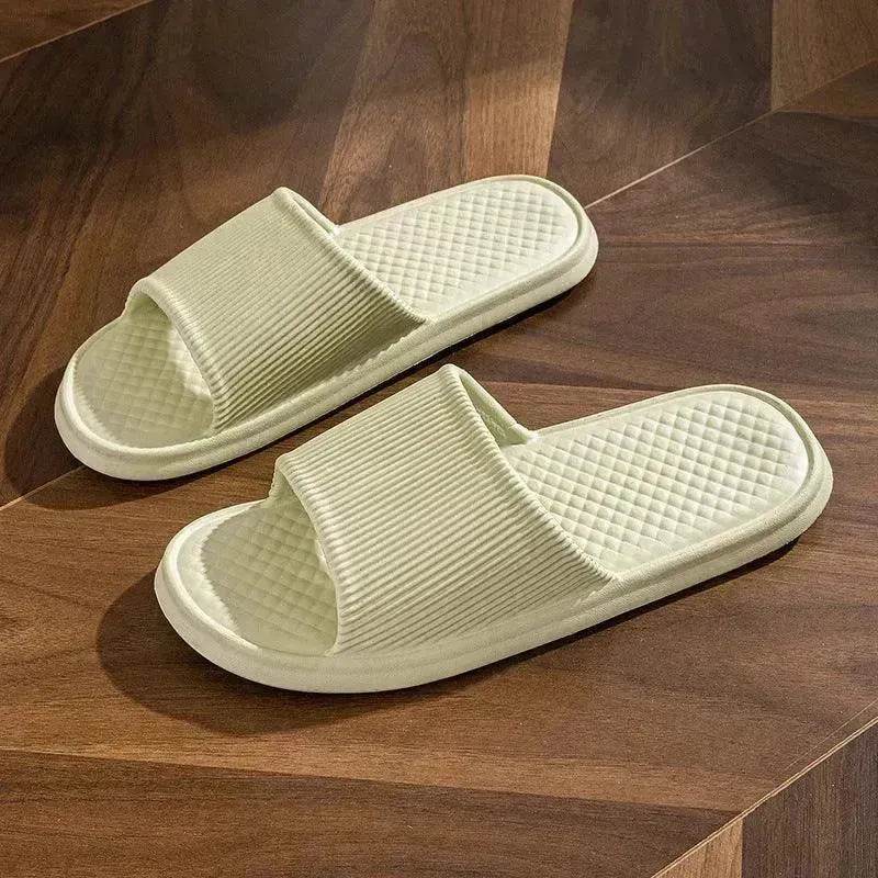 Summer Slipper Indoor House Shoes For Men Women Couples Solid Color Rhombus Striped Non-slip Bathroom Slippers - Velora