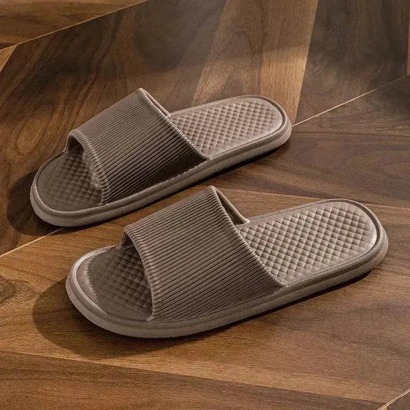 Summer Slipper Indoor House Shoes For Men Women Couples Solid Color Rhombus Striped Non-slip Bathroom Slippers - Velora